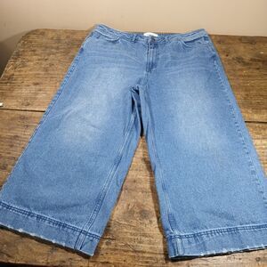 POPSUGAR Sz 18 Cropped Jeans Denim Capri Wide Leg 100% Cotton